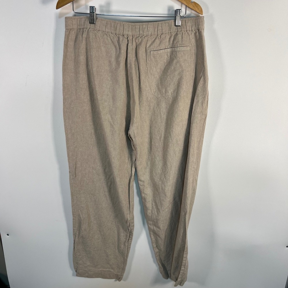 Centro‎ Mens Linen Blend Drawstring Pants Khaki Tan Size Large 36-38 Relaxed Fit - Picture 4 of 8